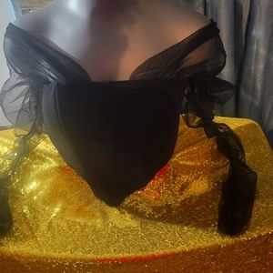 Black corset top off shoulder lace sleeves